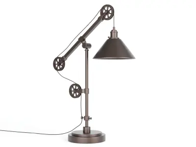Industrial Pulley Table Lamp 3D Model 3D model