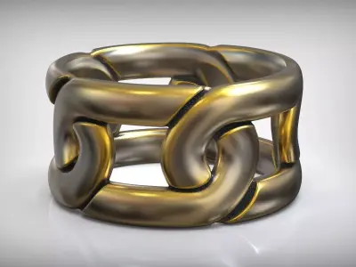 Miami Cuban Chain Link Ring Free 3D print model
