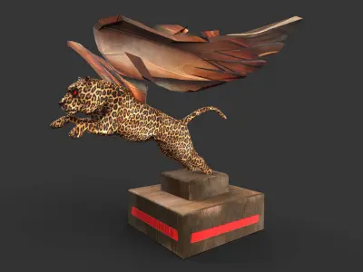 Winged Leopard Statue  Low-poly 3D model