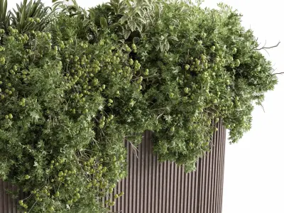 wooden box plants on stand - set indoor 383 marble box vase Low-poly 3D model