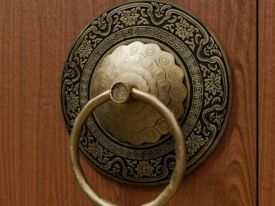 Chinese Style Ornamental Door Knocker 7 - Low Poly PBR Model Low-poly 3D model