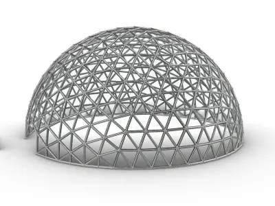 Geodesic Dome Large with Frame and Panels and Entryway 3D model