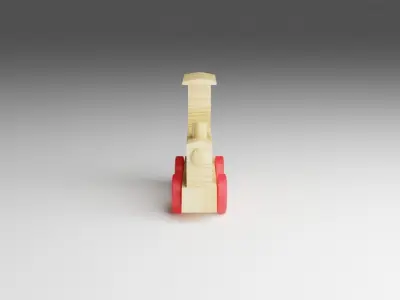 Wood Toy Train Low-poly 3D model