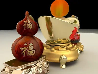 Chinese gold ingot 3D model