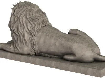 Stone Lion Sculpture Set 3D model