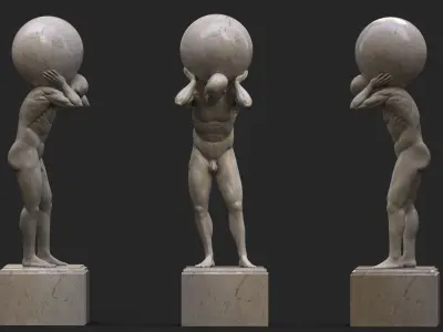 Atlas Statue Low-poly 3D model