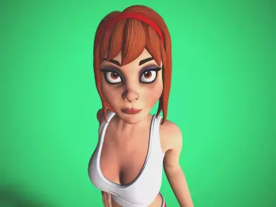 cartoon girl rigged Low-poly 3D model