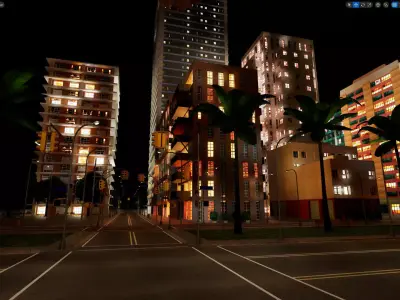 City Downtown Skyscraper Street - Night - Unreal - Lot 07 Low-poly 3D model