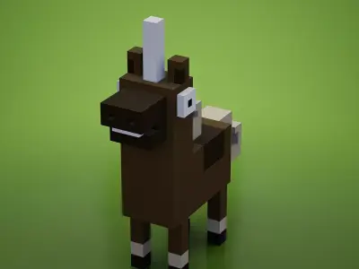 Voxel - Brown Unicorn Low-poly 3D model