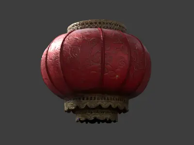 Chinese red lantern   Low-poly 3D model