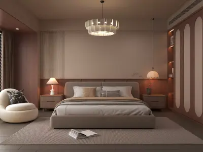 Bedroom interior 19 Low-poly 3D model