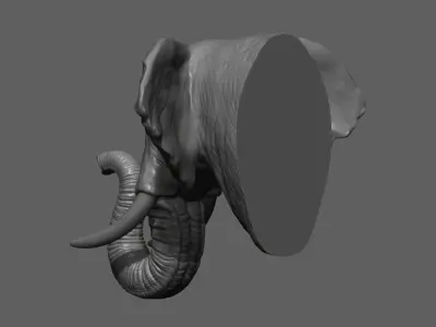 Elephant head bust 3D print model