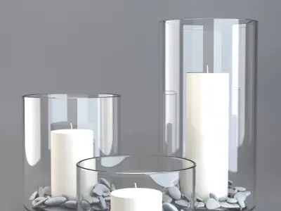 Glass Candle Holder Set 3D model