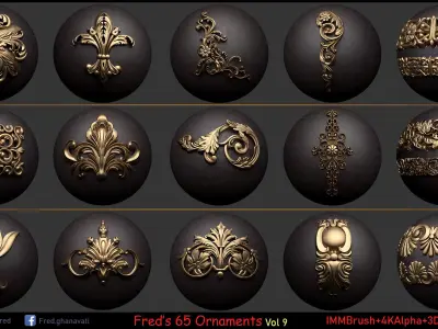 Fred ORNAMENT BRUSH- Vol 9 - IMMBRUSH-3DModels-Alpha Low-poly 3D model