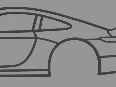 Porsche 911 2023 Wall Silhouette 3D print model