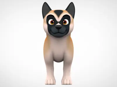 American Akita Low-poly 3D model