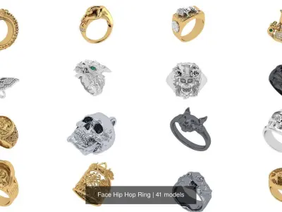 Face Hip Hop Ring 3D Model Collection