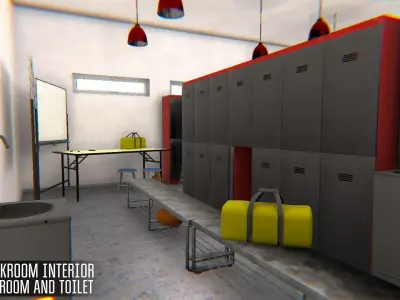 Cloakroom interior - bathroom and toilet Low-poly 3D model