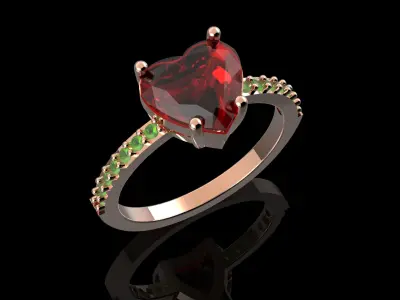  Fashion Heart Ring With Brilliants 3D Print Model 3D print model