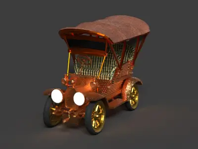 Chinese vintage car   Low-poly 3D model