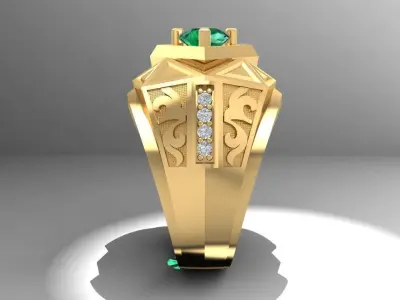 Luxury Geometric Emerald Men Ring 3D Model 1085 3D print model