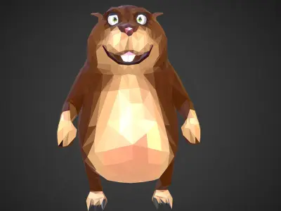 Gopher Cartoon Low Polygon Art Farm Animal Low-poly 3D model