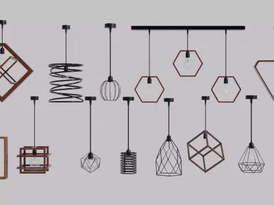 Pendant lights 3d models collection of 20 lights 3D model