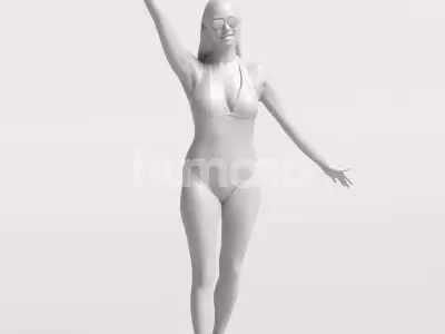 Humano Beautiful Woman standing in swimsuit pool-2511-050-7610 3D model