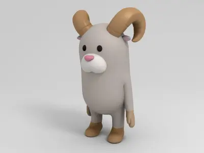 Rigged Cartoon Ram 3D model