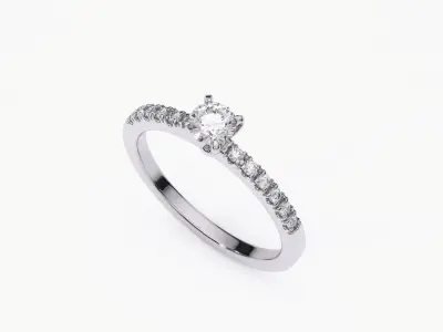 ZDR0125 round brilliant diamond engagement ring 3D print model