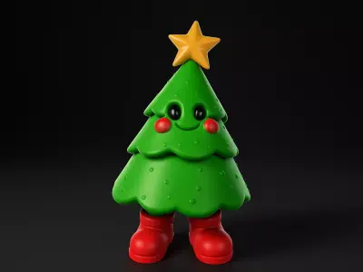 Cute Christmas Tree Character Figurine Festive Holiday 3D print model