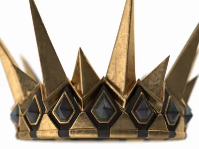 medeival spiked Crown with dark gems 3D model