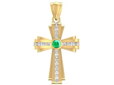 Elegant Gemstone Cross Pendant Jewelry for Women 3D Model  2971 3D print model