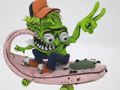 Skateboarding Creature Model 3D model