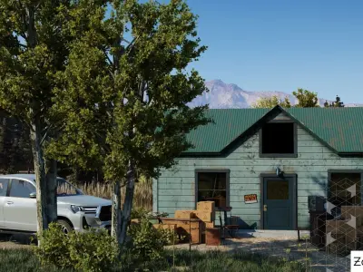 Location from FarCry5 but with cool Toyota Hilux Xtra Cab 2021 Low-poly 3D model