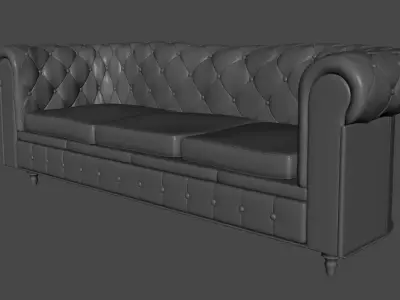 Chesterfield Charleston sofa leather  Low-poly 3D model