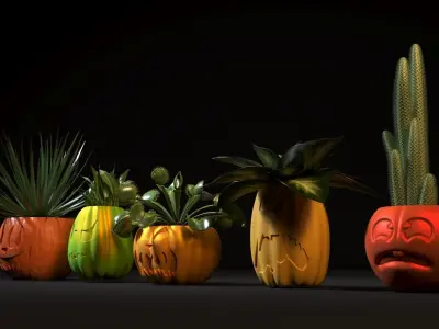 Pumpkin pots set 3D print model