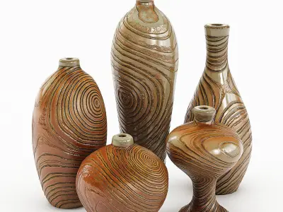 Decorative Vase Set Low-poly 3D model