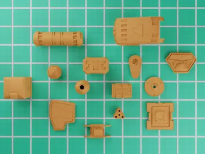 sci fi Pieces   Low-poly 3D model