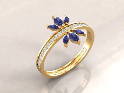 Floral Diamond Ring Marquise  3D print model