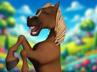 Happy toon Hooves Cartoon Horse 3D Model Low-poly 3D model