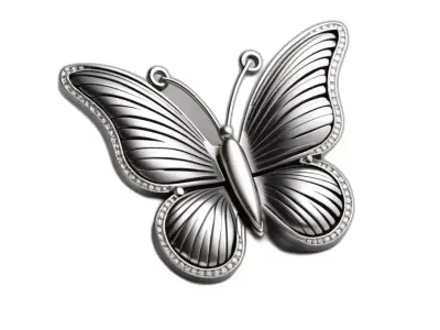 Luxury Diamond Silver Butterfly Brooch Low-poly 3D model