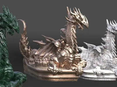 Dragon statue Fantasy Vikings 2 3D model