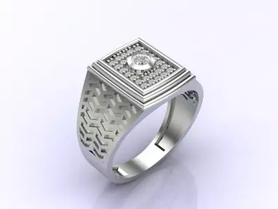 Print Ready STL 3DM  Gents Rings Diamond Men Ring  3D print model 18