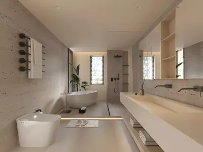 Luxury family bathroom shower room 3D model