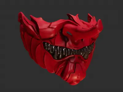 Tengu Half Face Oni Mask 16 Demon 3D print model