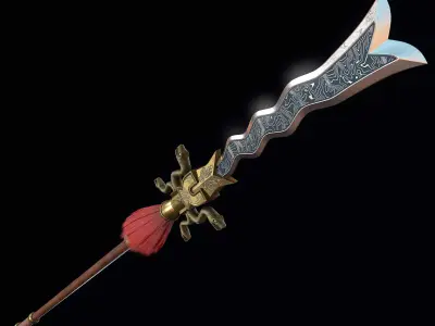Serpent spear Low-poly 3D model