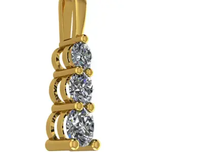 3 Stone  Necklace  Roundcut Pendant  Past Present Future Jewelry 3D print model