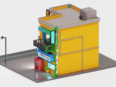 Voxel Building Low-poly 3D model