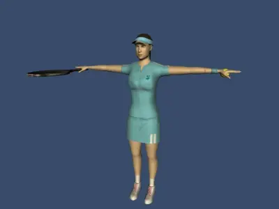 4 Animated Tennis Players Low-poly 3D model